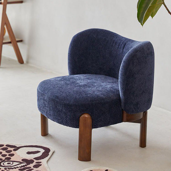 Contemporary Round Velvet Solid Wood Wingback Accent Chair — Green