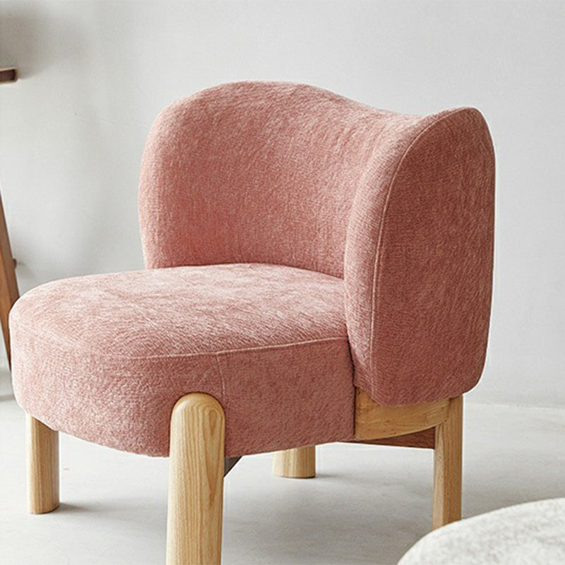 Contemporary Round Velvet Solid Wood Wingback Accent Chair