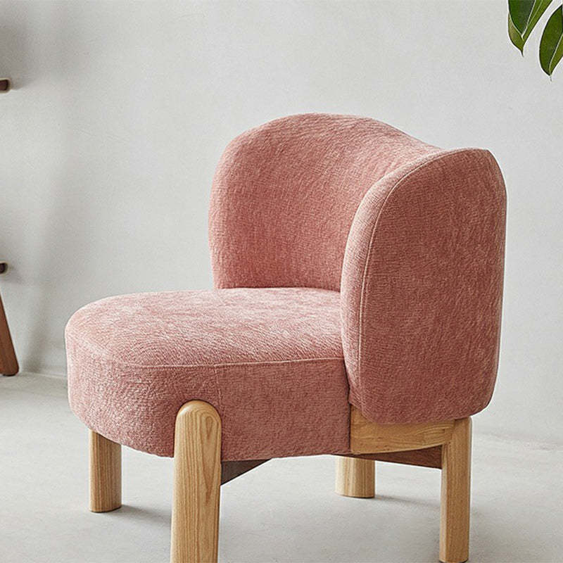 Contemporary Round Velvet Solid Wood Wingback Accent Chair