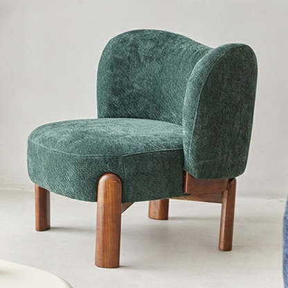Contemporary Round Velvet Solid Wood Wingback Accent Chair