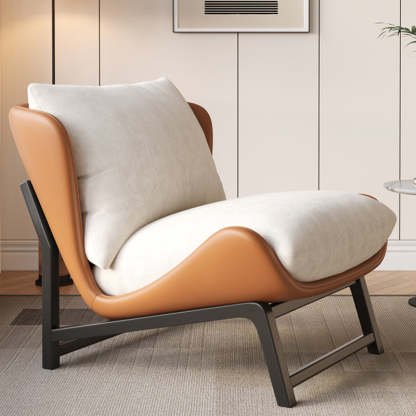 Modern Leather Upholstered Steel Accent Chair
