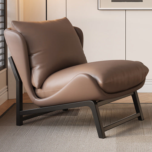 Modern Leather Upholstered Steel Accent Chair