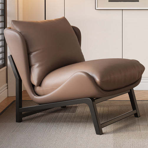 Modern Leather Upholstered Steel Accent Chair