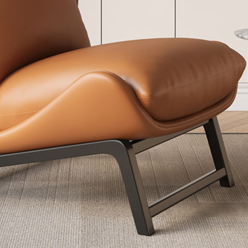 Modern Leather Upholstered Steel Accent Chair