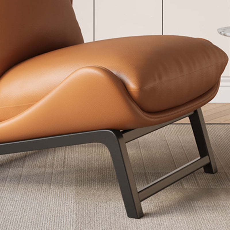 Modern Leather Upholstered Steel Accent Chair
