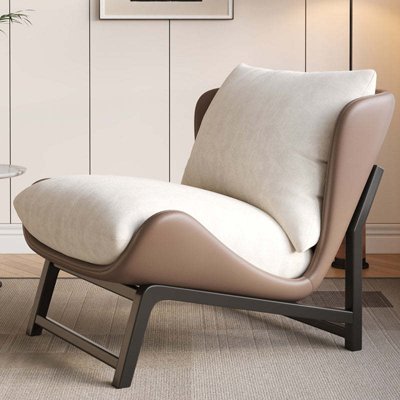 Modern Leather Upholstered Steel Accent Chair