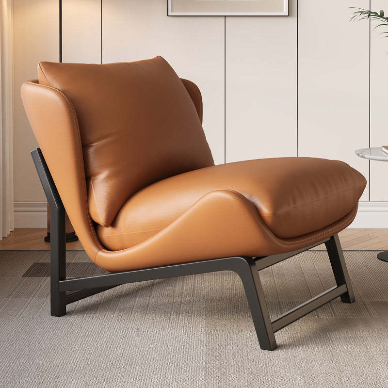 Modern Leather Upholstered Steel Accent Chair
