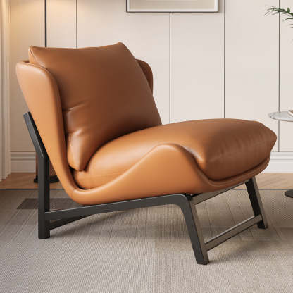 Modern Leather Upholstered Steel Accent Chair