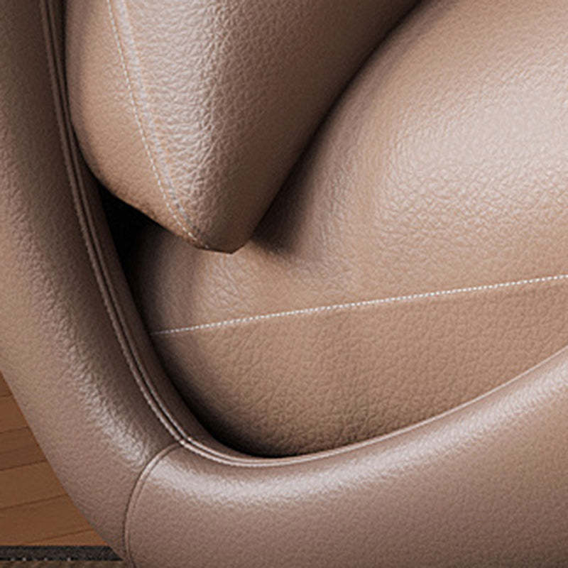 Modern Leather Upholstered Steel Accent Chair — Brown Leather