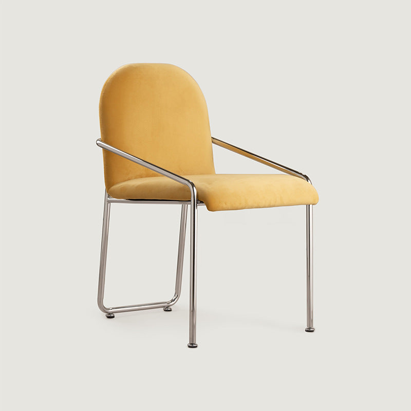 Nordic Curved Flannel Steel Dining Chair