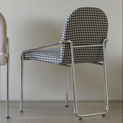 Nordic Curved Flannel Steel Dining Chair