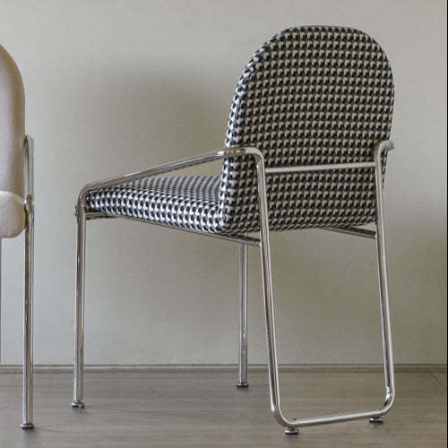 Nordic Curved Flannel Steel Dining Chair