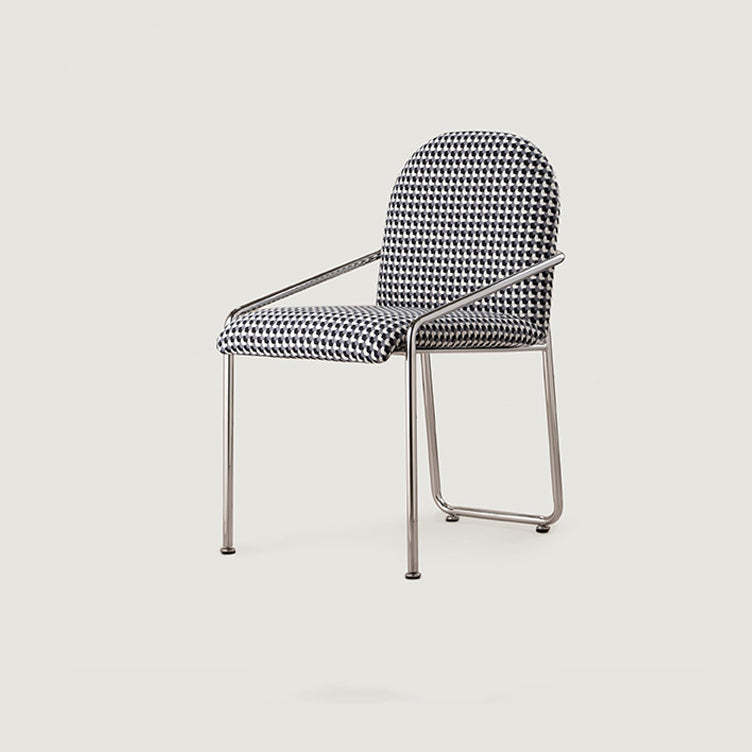 Nordic Curved Flannel Steel Dining Chair