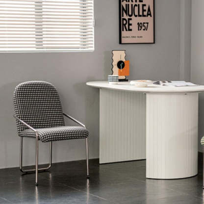 Nordic Curved Flannel Steel Dining Chair — Yellow