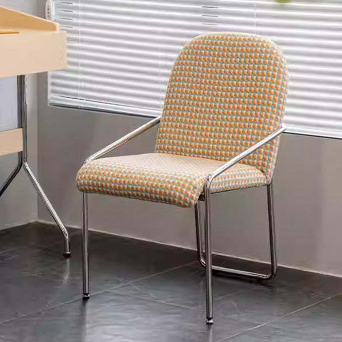 Nordic Curved Flannel Steel Dining Chair