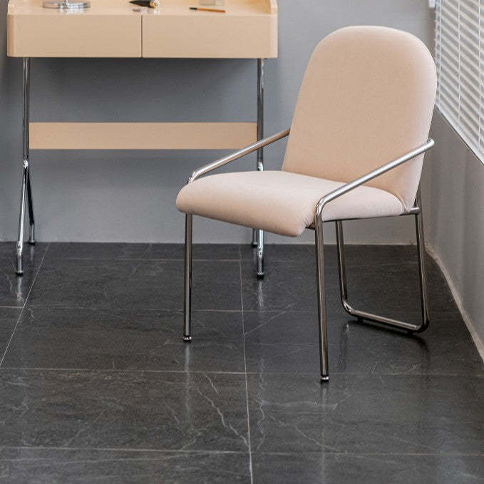 Nordic Curved Flannel Steel Dining Chair
