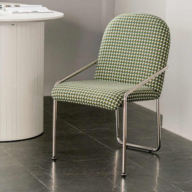 Nordic Curved Flannel Steel Dining Chair — Beige
