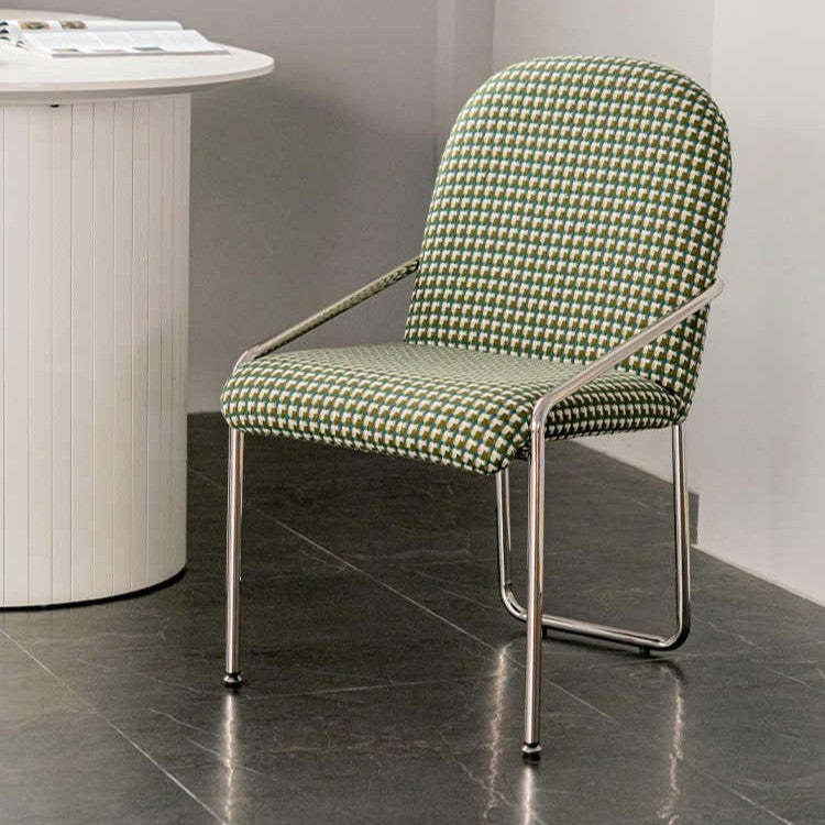Nordic Curved Flannel Steel Dining Chair — Beige