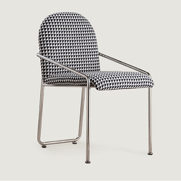 Nordic Curved Flannel Steel Dining Chair