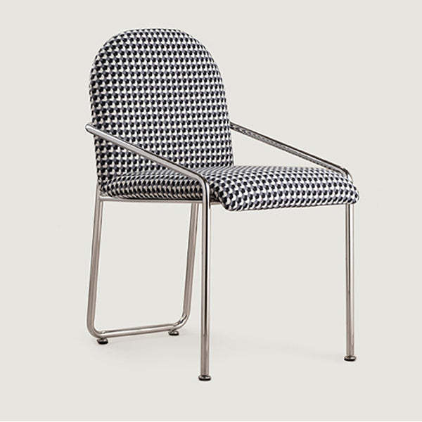 Nordic Curved Flannel Steel Dining Chair