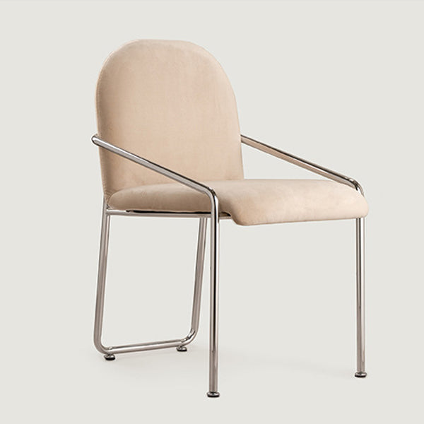 Nordic Curved Flannel Steel Dining Chair