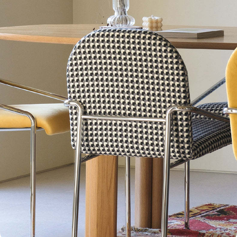 Nordic Curved Flannel Steel Dining Chair