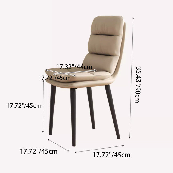 Contemporary Leather Metal Dining Chair — White