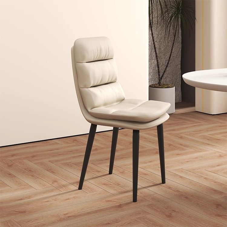 Contemporary Leather Metal Dining Chair — Dark Gray