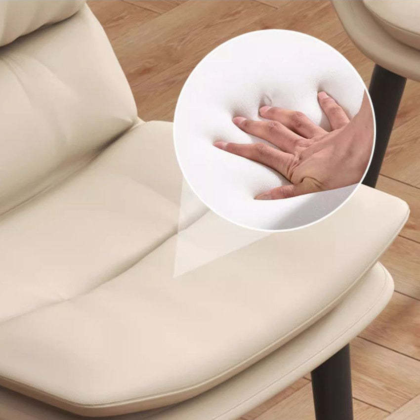 Contemporary Leather Metal Dining Chair — Khaki