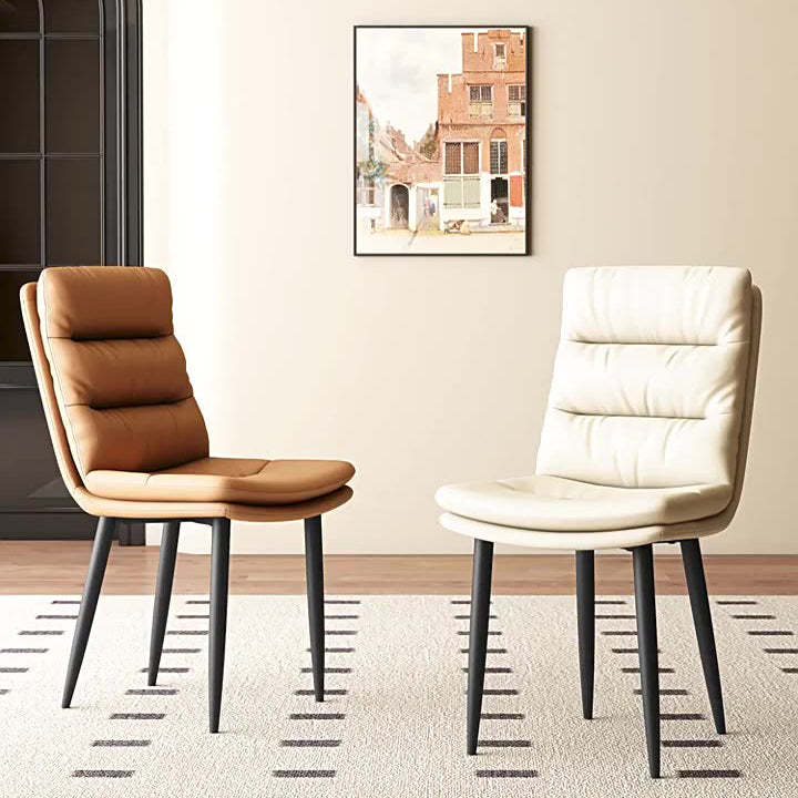 Contemporary Leather Metal Dining Chair — Orange
