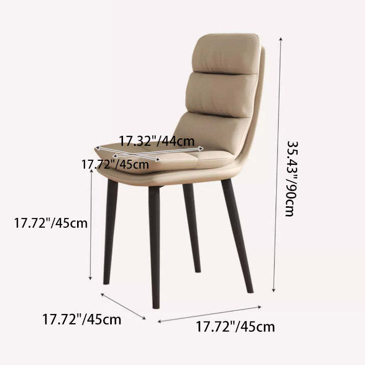Contemporary Leather Metal Dining Chair — White