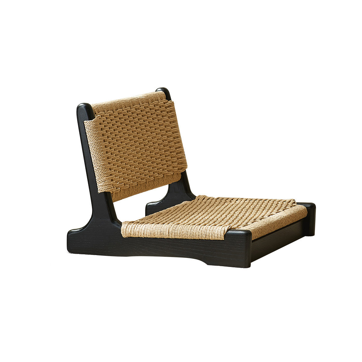 Japanese Tatami Braided Rope Wood Lounge Chair