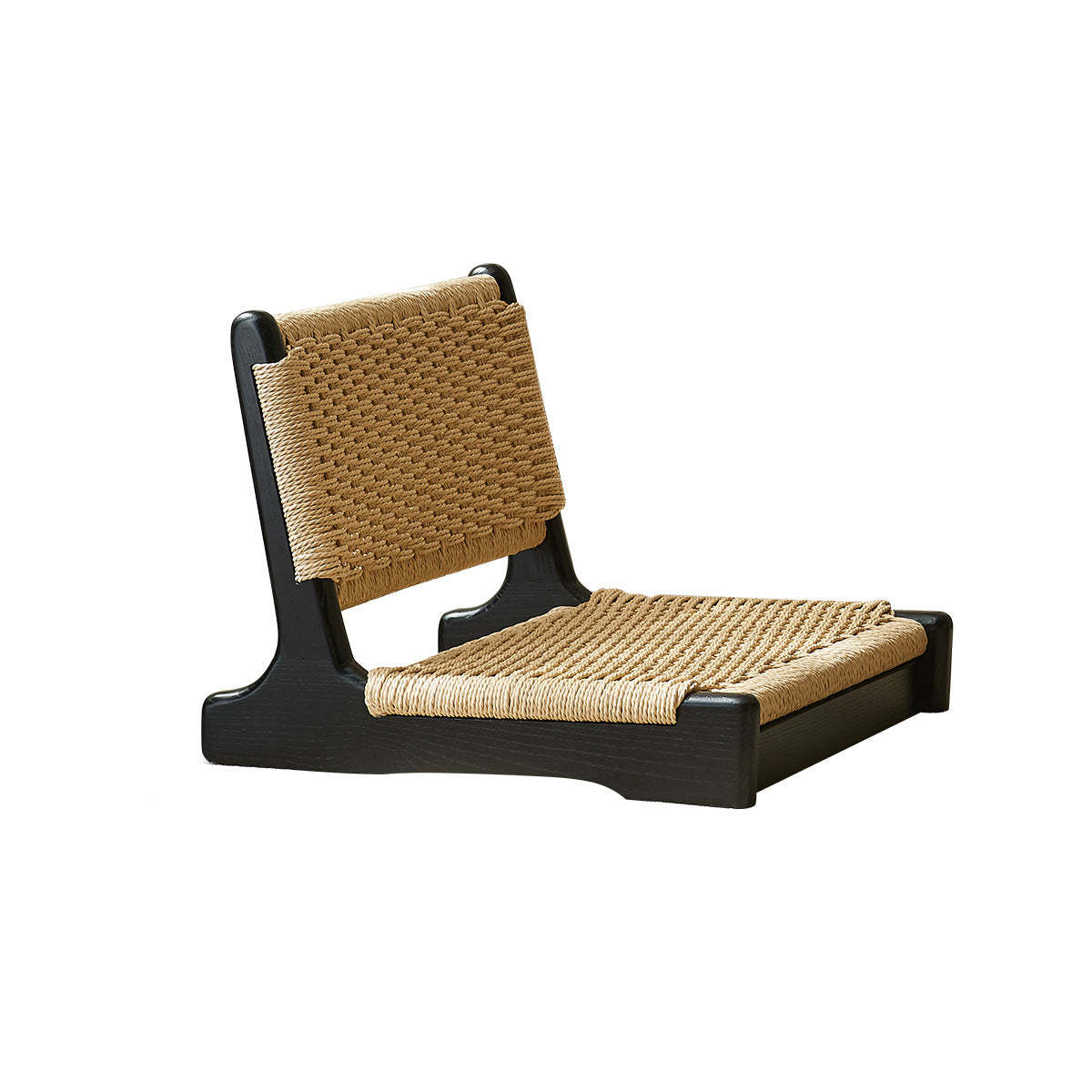 Japanese Tatami Braided Rope Wood Lounge Chair
