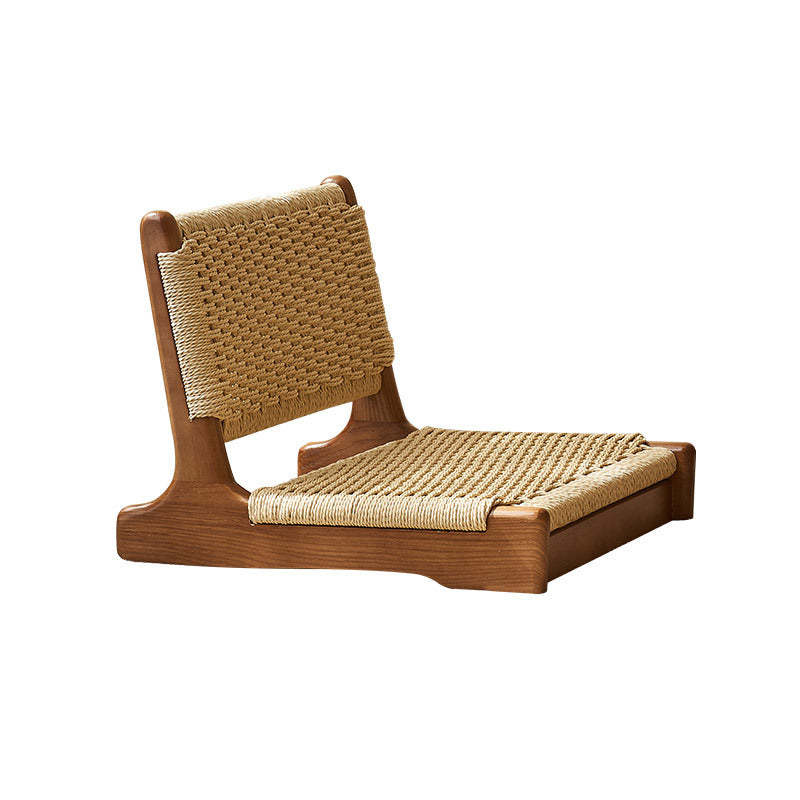 Japanese Tatami Braided Rope Wood Lounge Chair