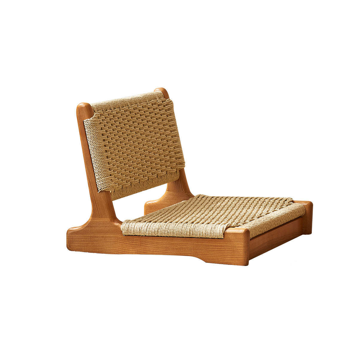 Japanese Tatami Braided Rope Wood Lounge Chair