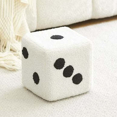 Lighom creative dice lamb wood low stools — 11.5" L x 11.5" W x 10.5" H / White