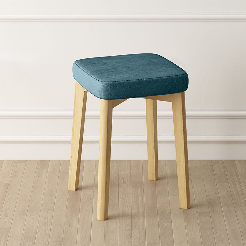 Contemporary Tech Fabric Solid Wood Stackable Low Stool — Dark Gray Linen
