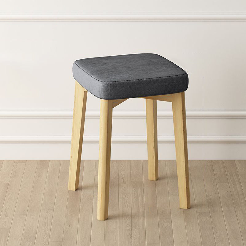 Contemporary Tech Fabric Solid Wood Stackable Low Stool