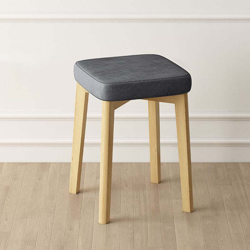 Contemporary Tech Fabric Solid Wood Stackable Low Stool