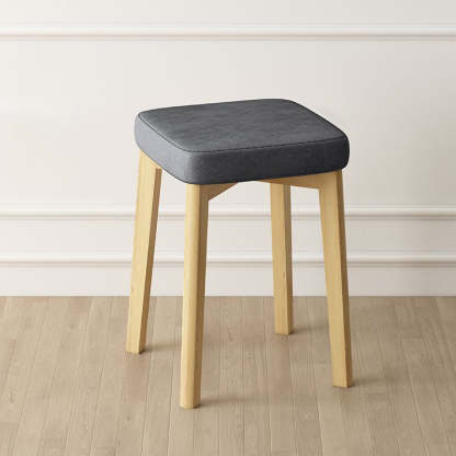 Contemporary Tech Fabric Solid Wood Stackable Low Stool