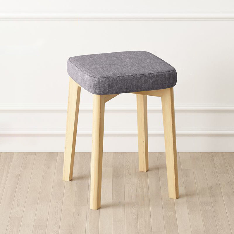 Contemporary Tech Fabric Solid Wood Stackable Low Stool