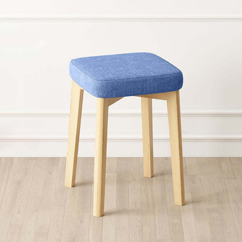 Contemporary Tech Fabric Solid Wood Stackable Low Stool