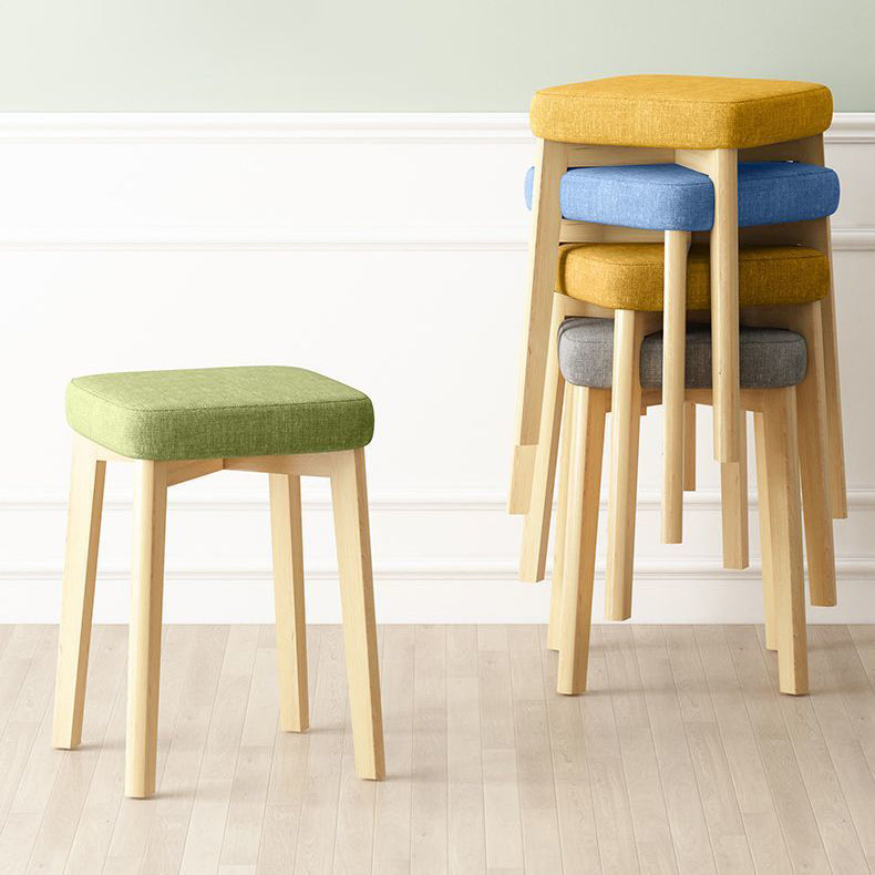 Contemporary Tech Fabric Solid Wood Stackable Low Stool