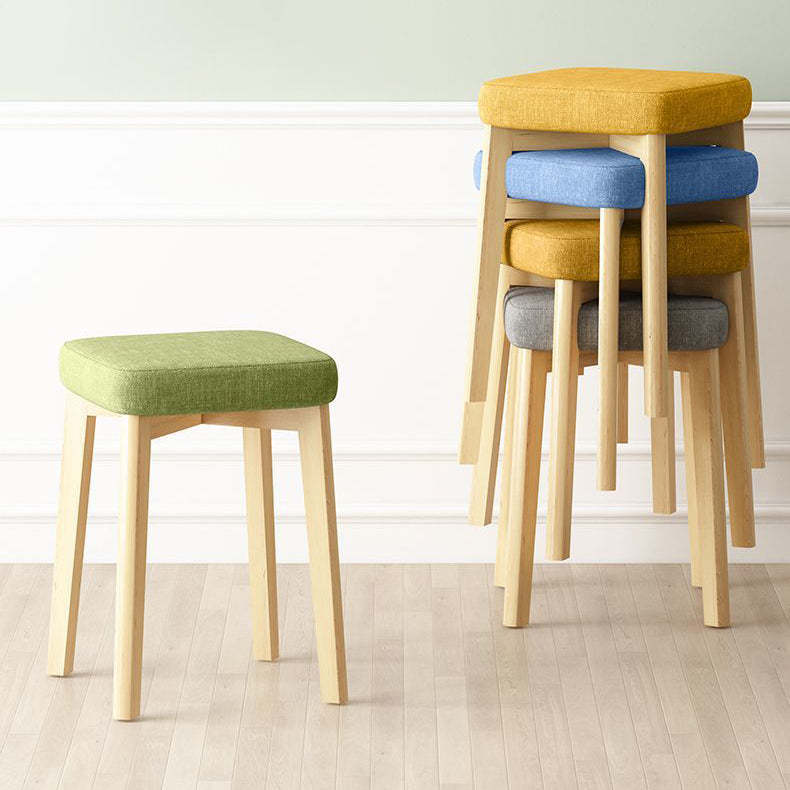 Contemporary Tech Fabric Solid Wood Stackable Low Stool