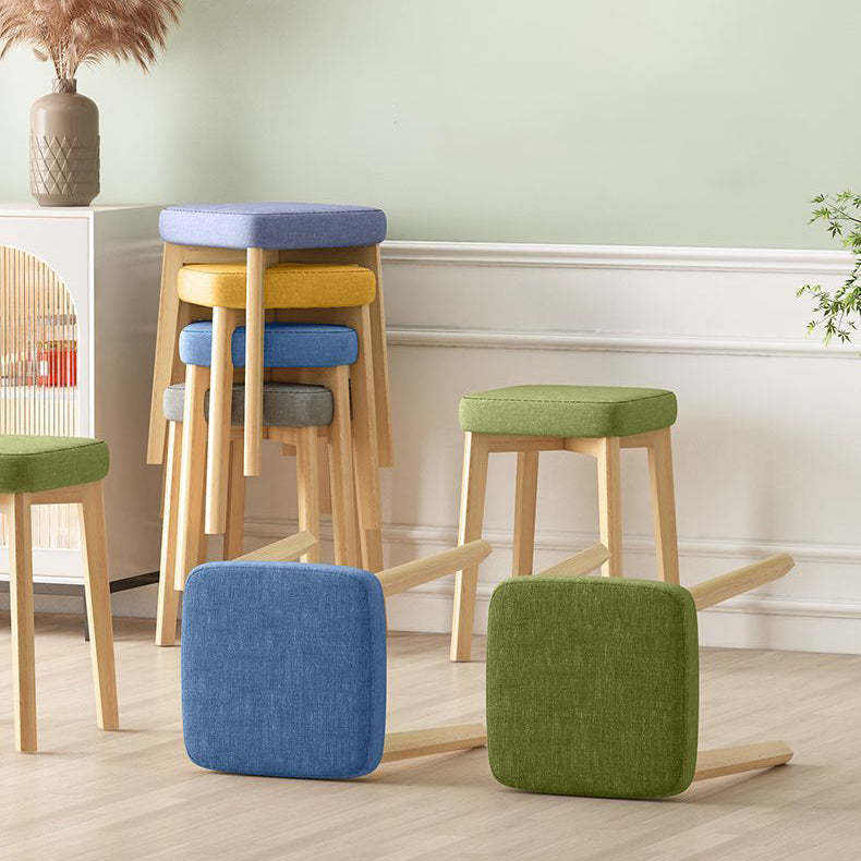 Contemporary Tech Fabric Solid Wood Stackable Low Stool