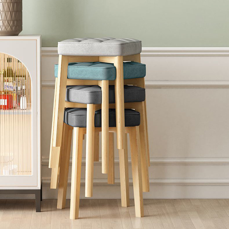 Contemporary Tech Fabric Solid Wood Stackable Low Stool