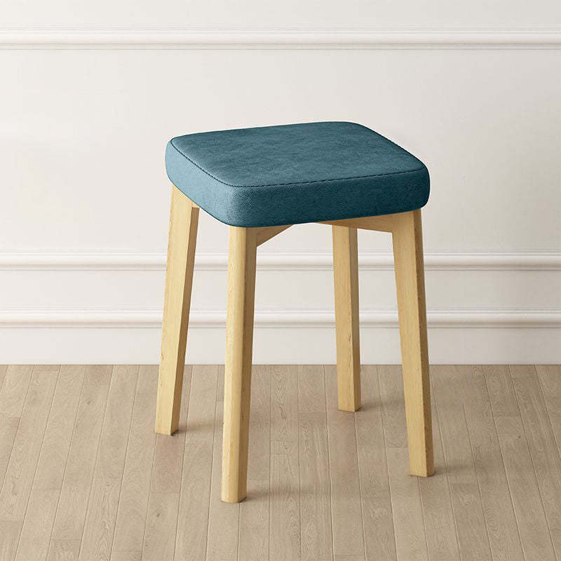 Contemporary Tech Fabric Solid Wood Stackable Low Stool — Dark Gray Linen