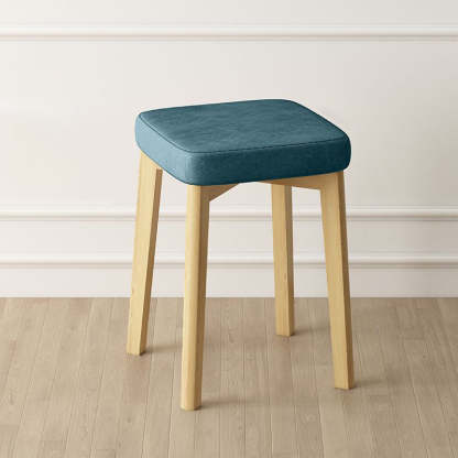 Contemporary Tech Fabric Solid Wood Stackable Low Stool — Dark Gray Linen