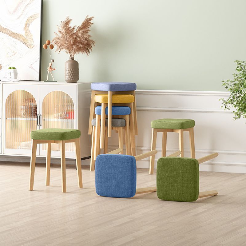 Contemporary Tech Fabric Solid Wood Stackable Low Stool
