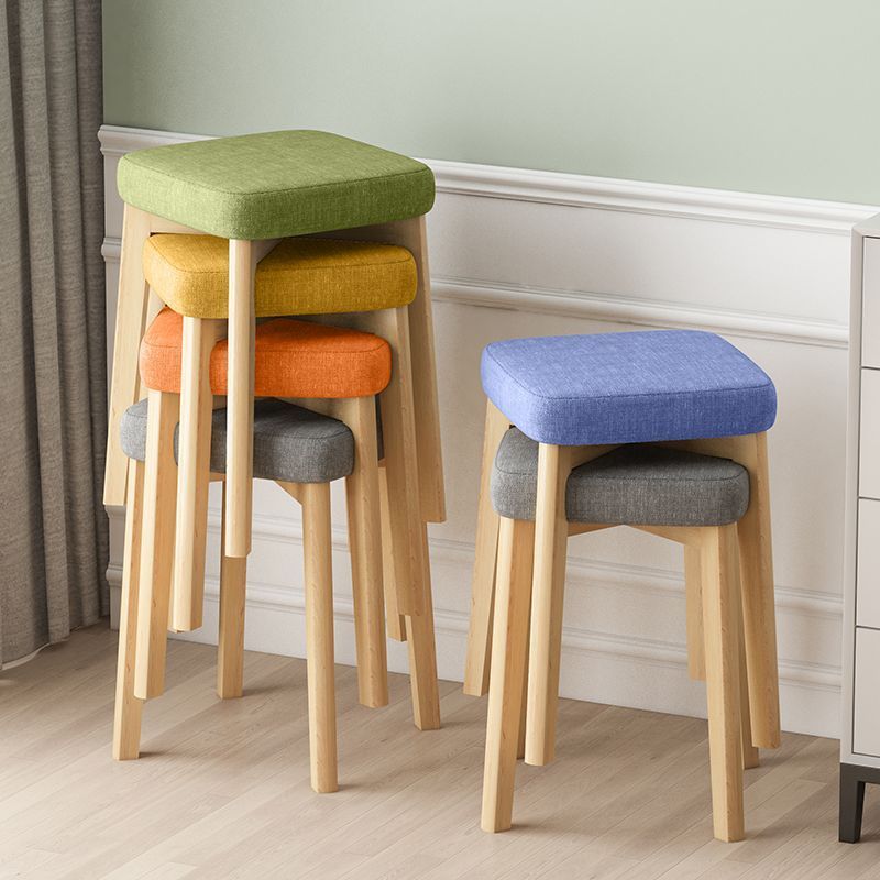 Contemporary Tech Fabric Solid Wood Stackable Low Stool